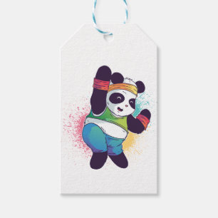 Panda Bear Dabbing Dancing Baby Shower Birthday Gift Tags