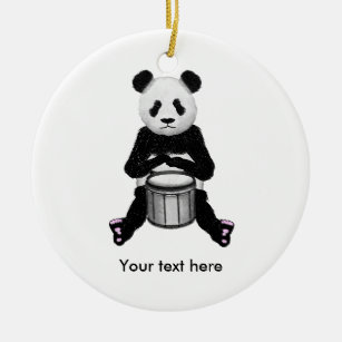 Panda Bear Drum Illustration Ceramic Tree Decoration