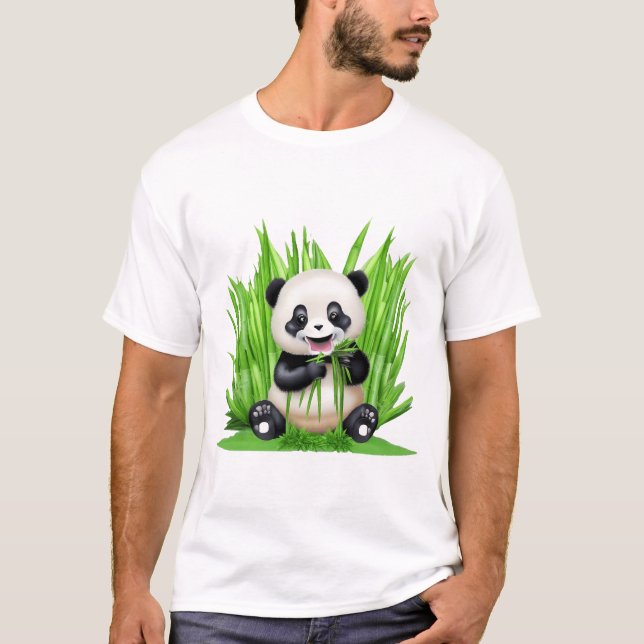Panda Bear eating bamboo T-Shirt (Front)