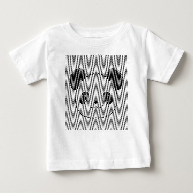 Panda Bear Face On Wave Pattern Baby T-Shirt (Front)