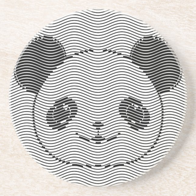 Panda Bear Face On Wave Pattern Coaster (Front)