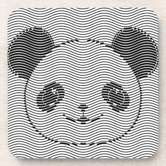 Panda Bear Face On Wave Pattern Coaster (Front)