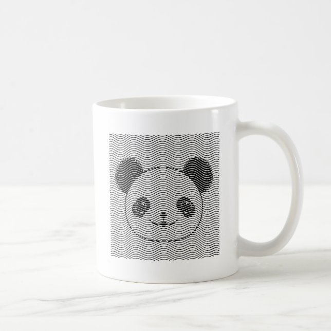 Panda Bear Face On Wave Pattern Coffee Mug (Right)