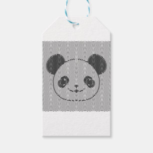 Panda Bear Face On Wave Pattern Gift Tags