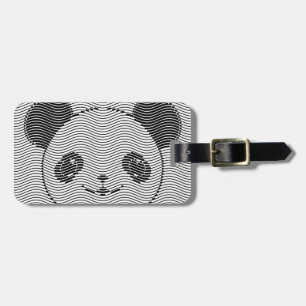 Panda Bear Face On Wave Pattern Luggage Tag