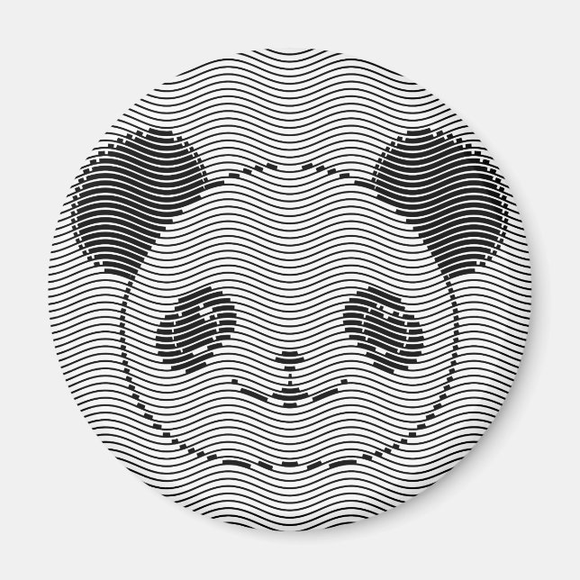 Panda Bear Face On Wave Pattern Magnet (Front)