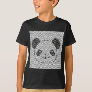 Panda Bear Face On Wave Pattern T-Shirt