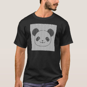Panda Bear Face On Wave Pattern T-Shirt