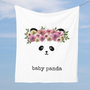 Panda Bear Face White Personalised Fleece Blanket