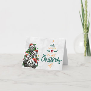 Panda Bear Family for Christmas Cards