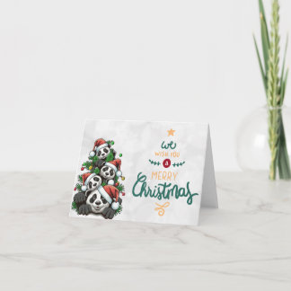 Panda Bear Family for Christmas Cards