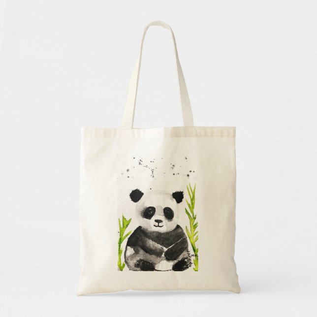 Panda bear illustration tote bag (Front)