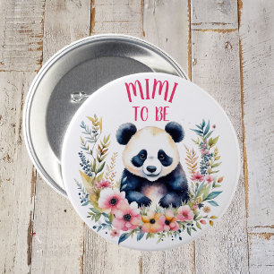 Panda Bear in Flowers Baby Shower Mimi to be 7.5 Cm Round Badge