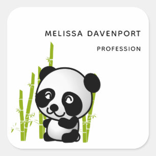 Panda bear in his little bamboo grove square sticker