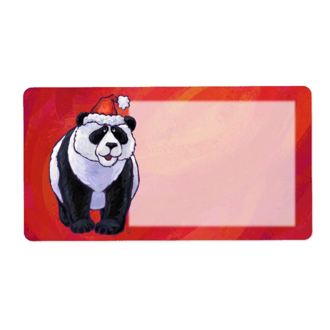 Panda Bear in Santa Hat On Red (Front)