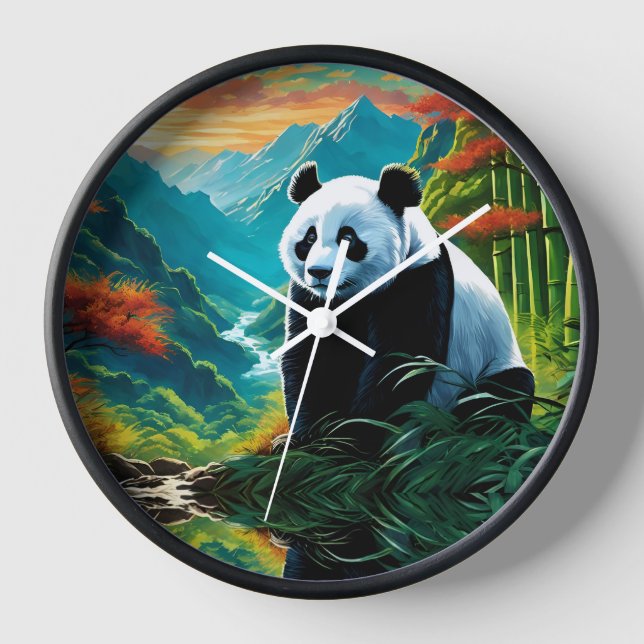 Panda Bear in the clouds Clock (Front)