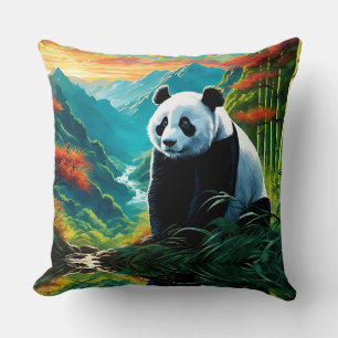 Panda Bear in the clouds Cushion