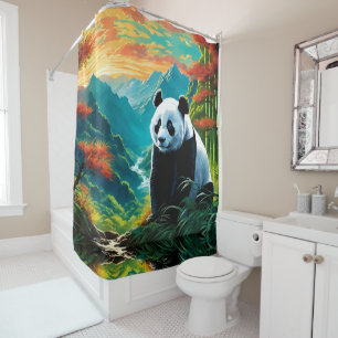 Panda Bear in the clouds Shower Curtain