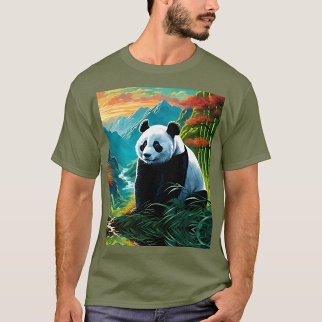 Panda Bear in the clouds T-Shirt (Front)
