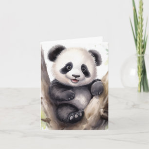 Panda Bear In Tree Note Card
