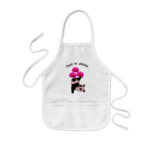 Panda Bear Juggling Flowers Personalised Kids Apron (Front)