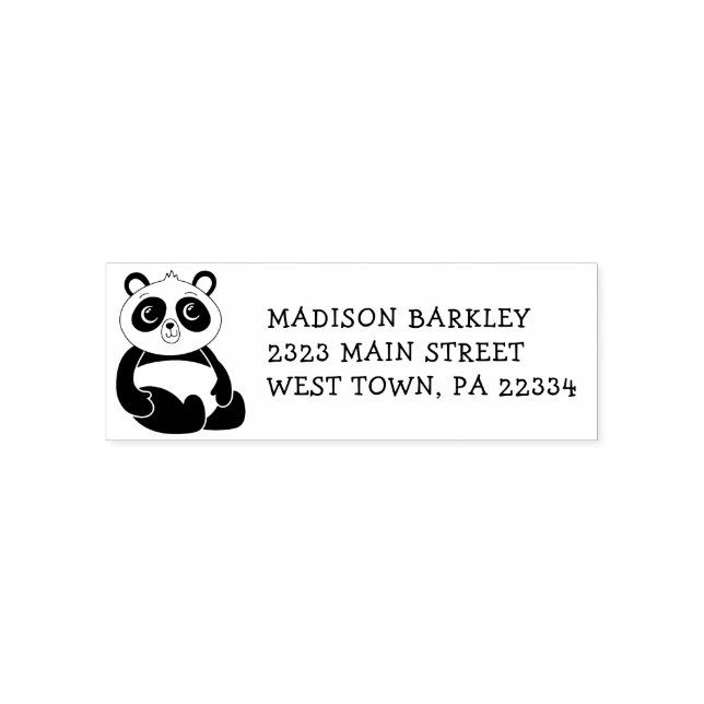 Panda Bear Kid's Cute Return Address Stamp (Design)