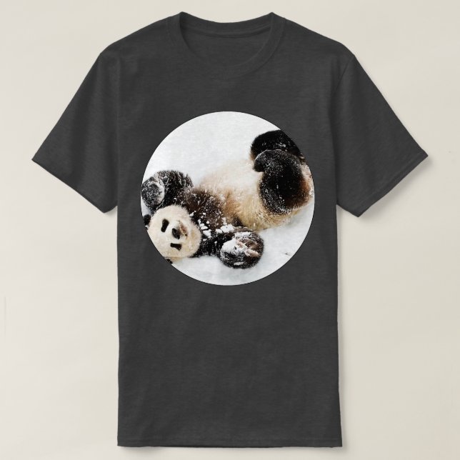Panda bear laying in the snow Pandorasboxkids T-Shirt (Design Front)