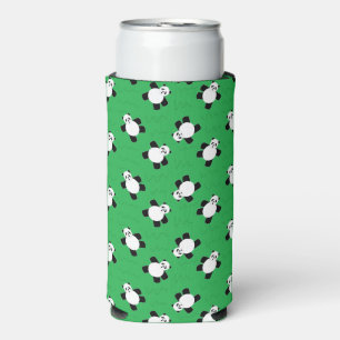 Panda bear laying on grass seltzer can cooler