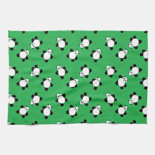 Panda bear laying on grass tea towel