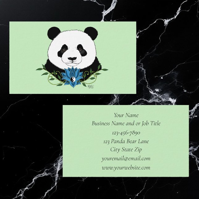 Panda Bear Lotus Flower Blue Business Card (Creator Uploaded)