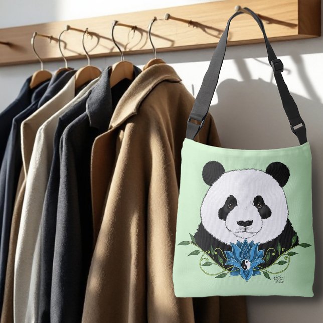  Panda Bear Lotus Flower Blue Crossbody Bag (Creator Uploaded)