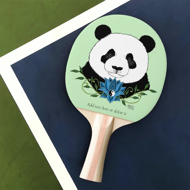 Panda Bear Lotus Flower Blue Ping Pong Paddle (Creator Uploaded)