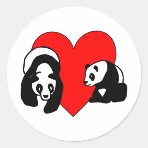 Panda Bear Love Classic Round Sticker