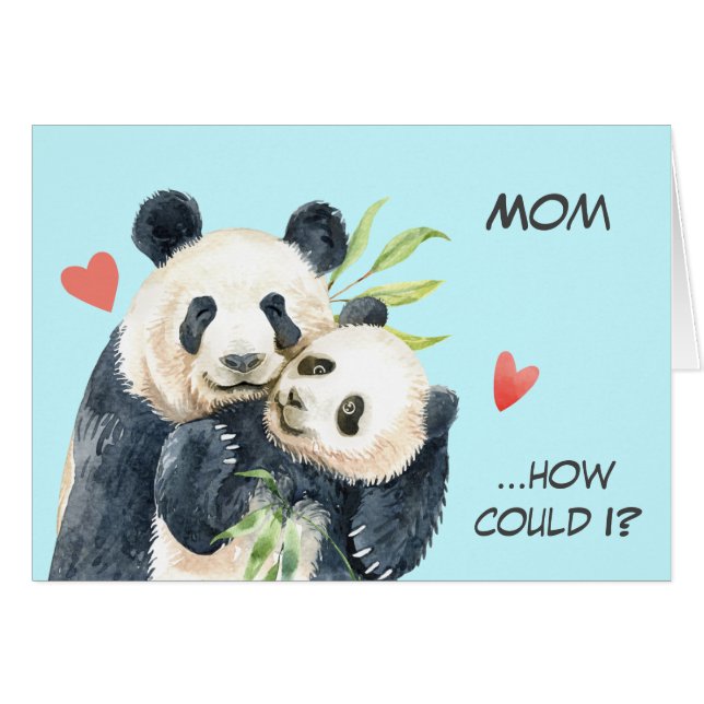 Panda Bear Love Mum Mother's Day Card (Front Horizontal)