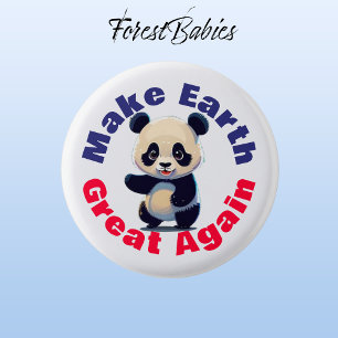 Panda Bear, Make Earth Great Again, Environmental 3 Cm Round Badge