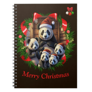 Panda Bear Merry Christmas Notebook