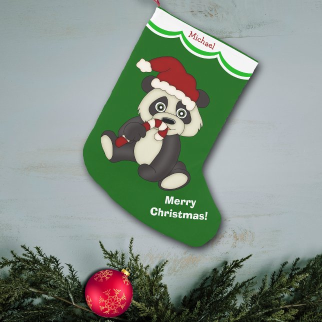 Panda Bear Merry Christmas Personalised Small Christmas Stocking (Creator Uploaded)