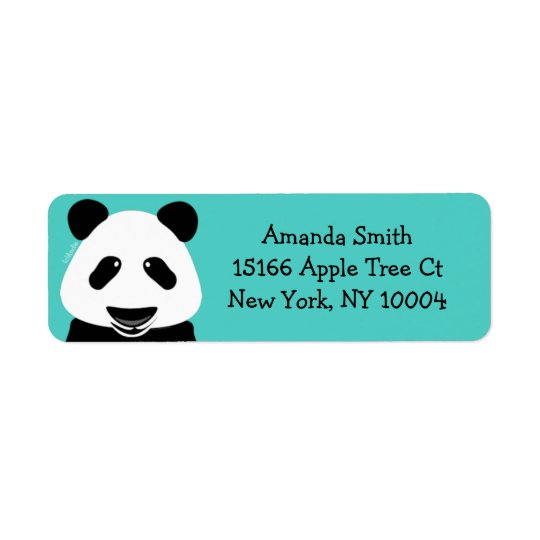 Panda Bear Modern Teal Return Address Label