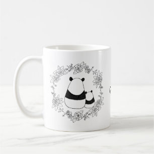 Panda bear mom and baby personalized with name coffee mug