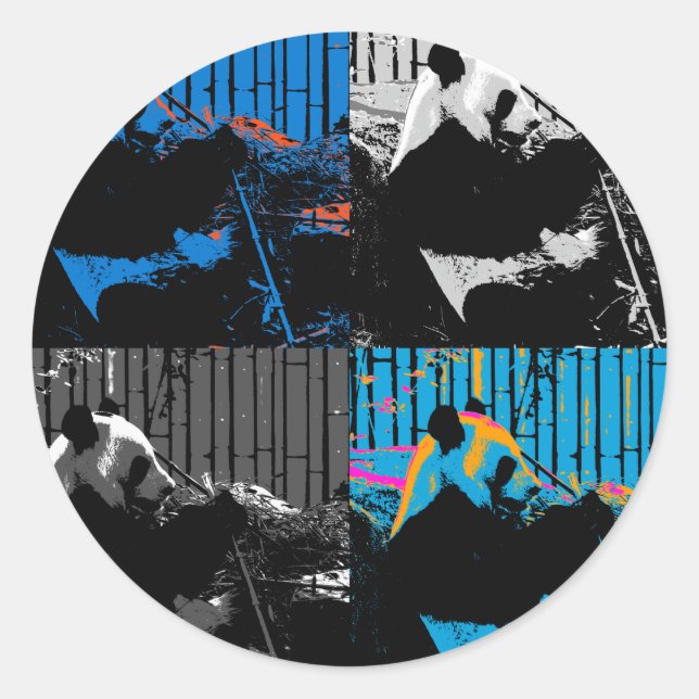 Panda Bear Multi-panel Modern Art Design Classic Round Sticker (Front)