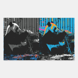 Panda Bear Multi-panel Modern Art Design Rectangular Sticker