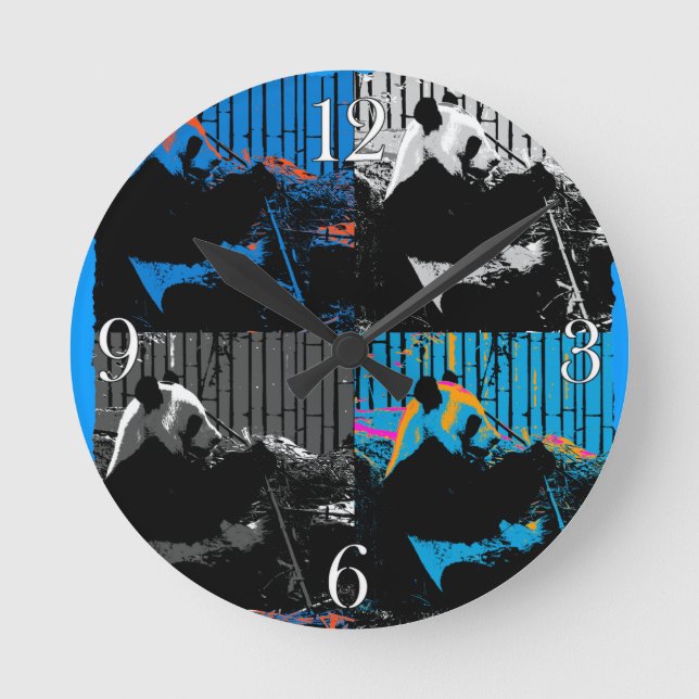 Panda Bear Multi-panel Modern Art Design Round Clock (Front)