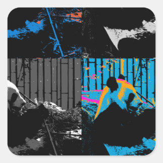 Panda Bear Multi-panel Modern Art Design Square Sticker
