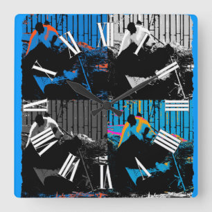 Panda Bear Multi-panel Modern Art Design Square Wall Clock