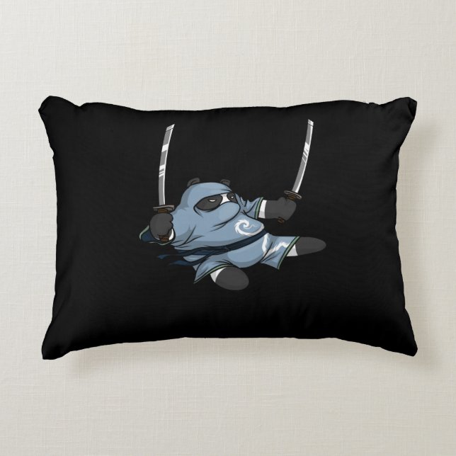 Panda Bear Ninja Karate Samurai Martial Arts Decorative Cushion (Front)