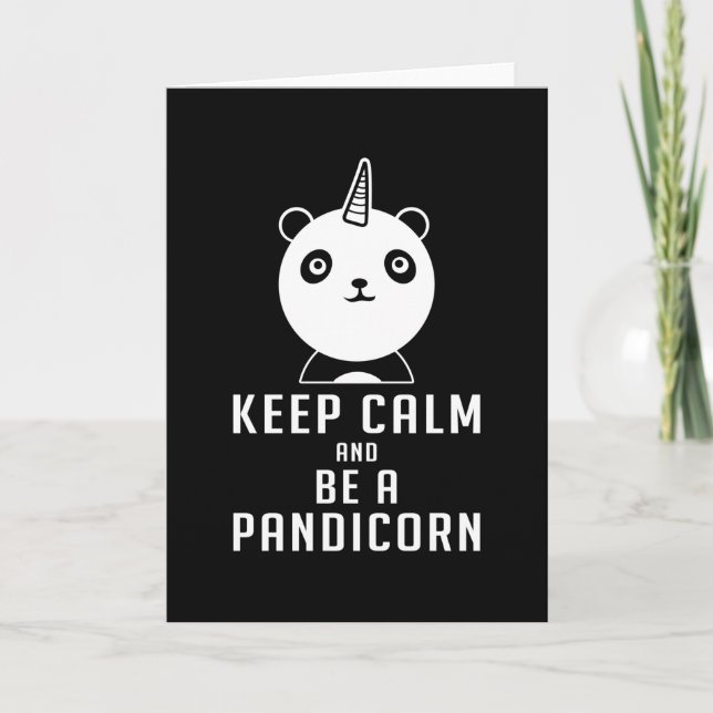 Panda Bear Pandicorn Keep Calm Funny Gift Idea Card (Front)