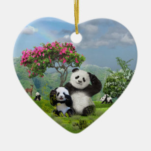 Panda bear Paradise Ceramic Ornament