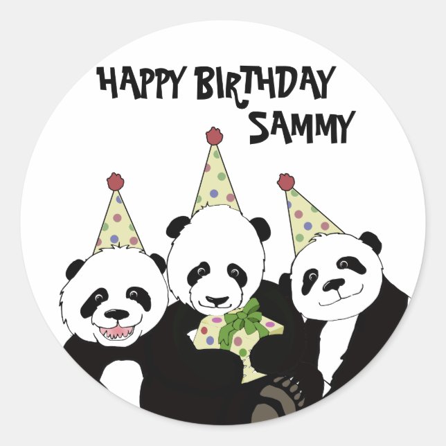 Panda Bear Party by Kindred Design Classic Round Sticker (Front)