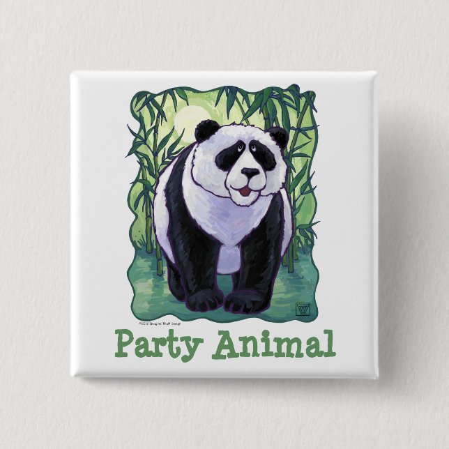 Panda Bear Party Centre 15 Cm Square Badge (Front)