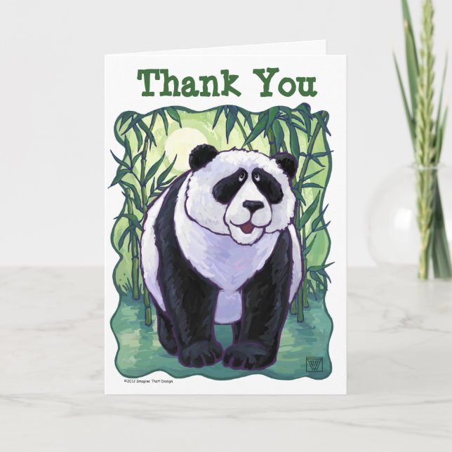 Panda Bear Party Thank You Card (Front)